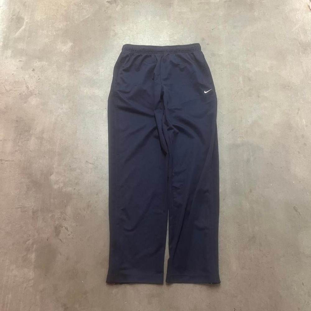 Y2K Nike men's blue track pants baggy skater wide leg stripe silver tag‎ L